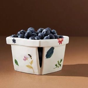 Anthropologie Berry Basket Decaled Stoneware Monarch Collection New In Box
